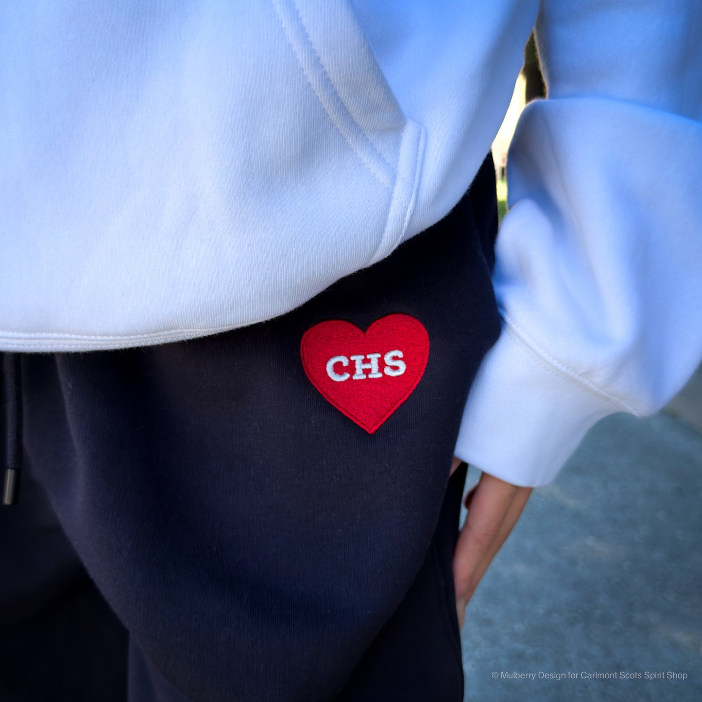 Embroidered CHS Heart Ink Blue Sweatpants